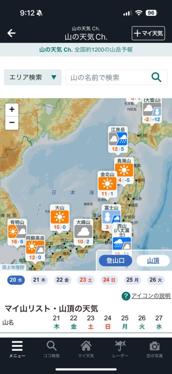 有料の天気予報で山の天気を調べたらとても便利だった話