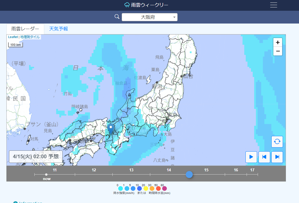 気になる天気予報!! 1週間先までの雨雲レーダーの動きが見れるWeb『雨雲ウィークリー』